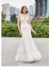 Beaded Ivory Lace Tulle Butterfly Back Unique Wedding Dress